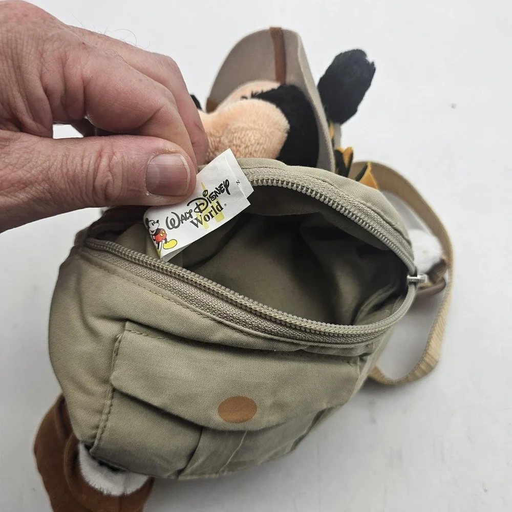 Disney Minnie Mouse Safari Waist Pack Khaki Tan Fanny Pack Belt Bag Plush Kids